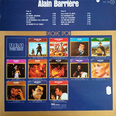 Alain Barrière ‎– Disque D'Or Lp 33t Vinyle