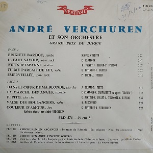 André Verchuren ‎– Brigitte Bardot LP 78T Vinyle