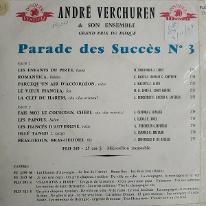 André Verchuren ‎– Parade Des Succès N°3 (Compilation) 78T Vinyle