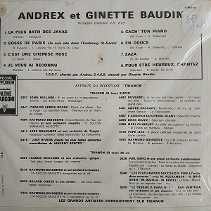 Andrex, Ginette Baudin ‎– Andrex Et Ginette Baudin Chantent Les Grands Succès Des Belles Années LP 78T Vinyle