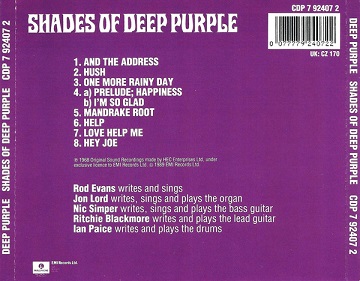 Deep Purple ‎– Shades Of Deep Purple Album (CD)