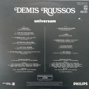 Demis Roussos ‎– Universum Lp 33t Vinyle
