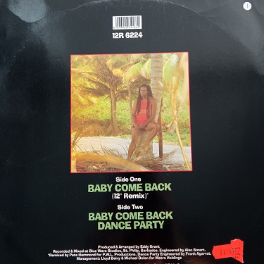 Eddy Grant ‎– Baby Come Back Maxi 45t Vinyle