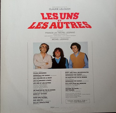 Francis Lai & Michel Legrand ‎– Les Uns Et Les Autres (B.O) Lp 33t Vinyle
