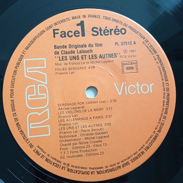 Francis Lai & Michel Legrand ‎– Les Uns Et Les Autres (B.O) Lp 33t Vinyle
