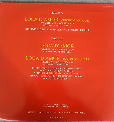 Marie Velasquez ‎– Loca D'amor (Maxi 45t) Vinyle