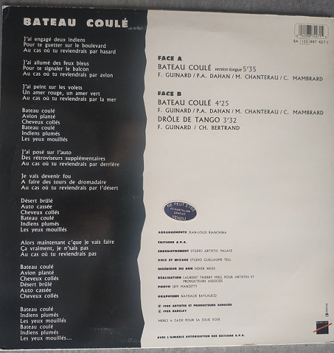 Fabrice Guinar ‎– Bateau Coulé (Maxi45t) Vinyle