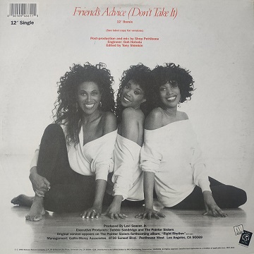 Pointer Sisters ‎– Friends' Advice "Don't Take It" (Maxi45t) Vinyle