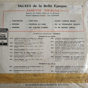 Janette Vivalda ‎– Valses De La Belle Époque 78T Vinyle