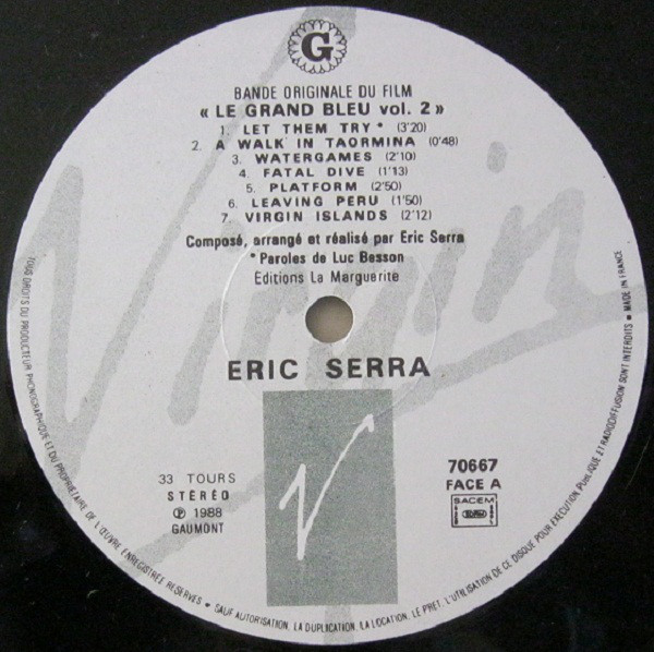 Eric Serra ‎– Le Grand Bleu Volume 2 (Bande Originale Du Film De Luc Besson) (LP,Album)