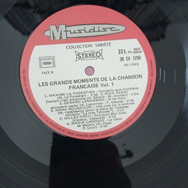 Les Grands Moments De La Chanson Française - Vol.1 33t Vinyle