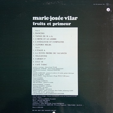 Marie-Josée Vilar ‎– Fruits Et Primeur Lp 33t Vinyle