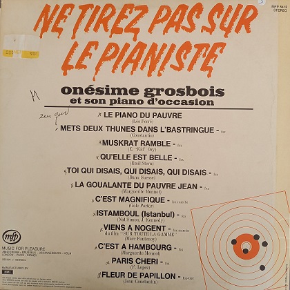 Onésime Grosbois Et Son Piano D'Occasion – Ne Tirez Pas Sur Le Pianiste Lp 33t Vinyle