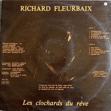 Richard Fleurbaix ‎– Les Clochards Du Rêve Lp 33t Vinyle