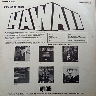 The Hollywood Studio Orchestra ‎– Hawaii, Alfie, And The Wrong Box Lp 33t Vinyle