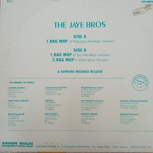 The Jaye Bros ‎– Rag Mop Maxi 45t Vinyle